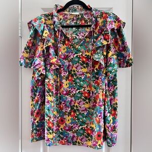 Floral Ruffle Sleeve Top